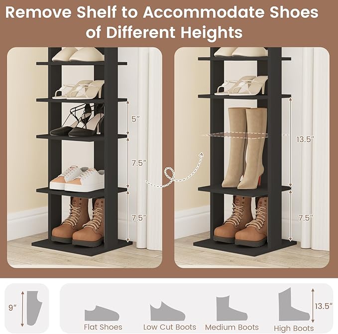 Tangkula 8-Tier Vertical Shoe Rack, Space-Saving Corner Shoe Organizer for 7 Pairs, Narrow Shoe Storage for Entryway, Front Door, or Closet-NeatNest
