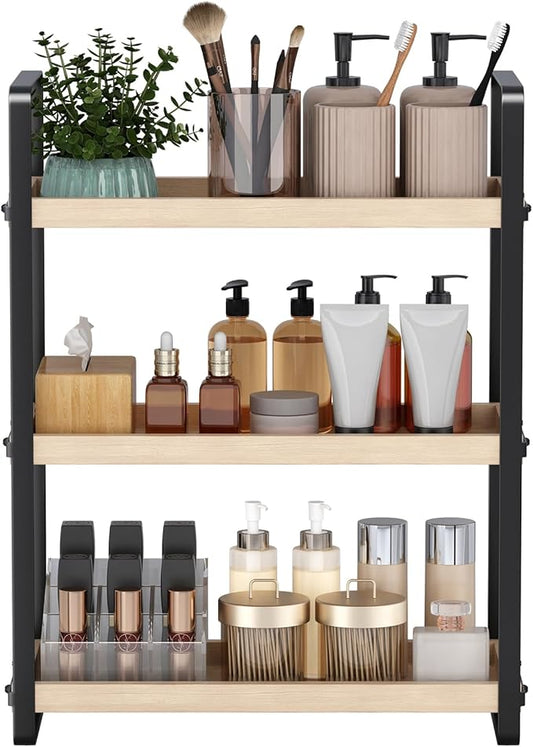Bathroom Counter Organizer,Bathroom Countertop Organizer,Counter Shelf,Countertop Storage,Organization and Storage,Makeup Shelf,Sink Caddy(Burlywood 3 Tier)-NeatNest