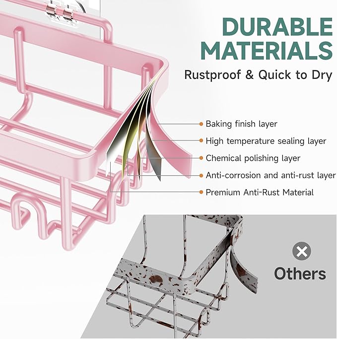 Veken Rustproof & Waterproof Shower Caddy 6-Pack, No Drilling Adhesive Shelves Rack with Soap Holder, Large Capacity Bathroom Organizers and Storage, Wall-Mounted Kitchen & Home Decor-NeatNest