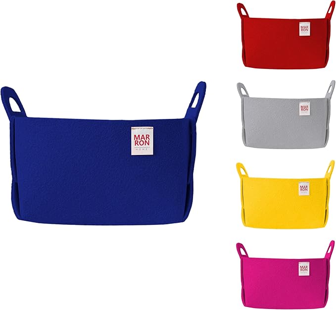 Collapsible Blue Felt Storage Bin Small 7.1"x5.1"x5.1" – Foldable Basket with Handles for Closet, Toy Storage, Laundry Room Organization, Decorative Storage Baskets for Shelves Storage-NeatNest
