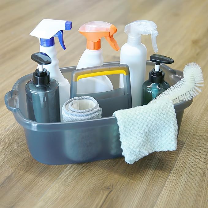 Multi-Purpose Cleaning Caddy with Handle, Shower Caddy Organizer/Storage Basket/Totes Portable for Bathroom Supplies, Cleaning Products, Under Sink Tool (Translucent Gray, 1 Pack)-NeatNest
