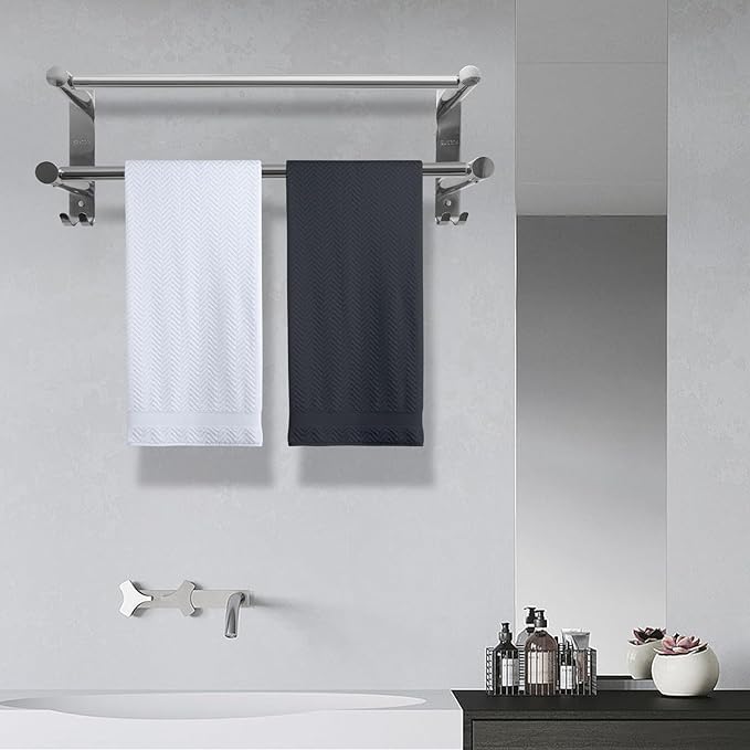 Towel Racks for Bathroom, 17-28In Adjustable Towel Bar，Stainless Steel Towel Rack, Towel Holder for Bathroom Wall, Double Towel Bar Bathroom, Adjustable Towel Tacks for Bathroom
