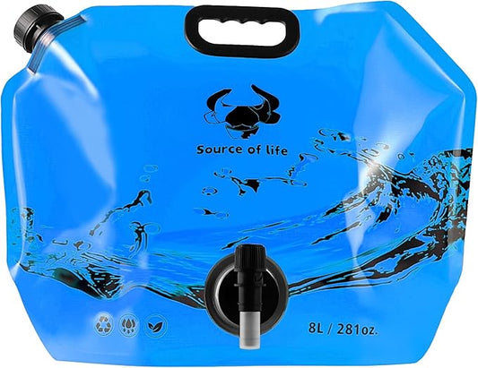 Collapsible 8L Water Storage Bag, BPA-Free Portable Folding Water Jug with Adjustable Faucet, Leakproof Emergency Water Bag for Camping, Hiking, Riding, Outdoor Sport (Blue, 1)-NeatNest