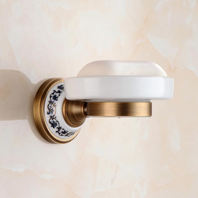 Antique Bronze Brass Soap Dish, Soap Holder Wall Mounted Bathroom Hardware Accessories,Porcelain Design