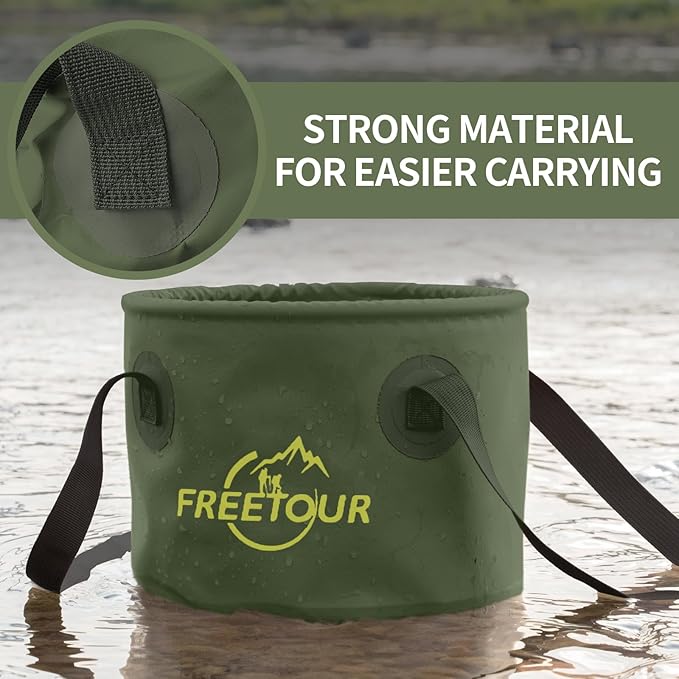 Baiao Collapsible Bucket 5 Gallon, Portable Collapsible Bucket with Handle, Folding Water Container for Fishing Camping Beach Hiking Home Travel Car Washing(Green 20L)-NeatNest