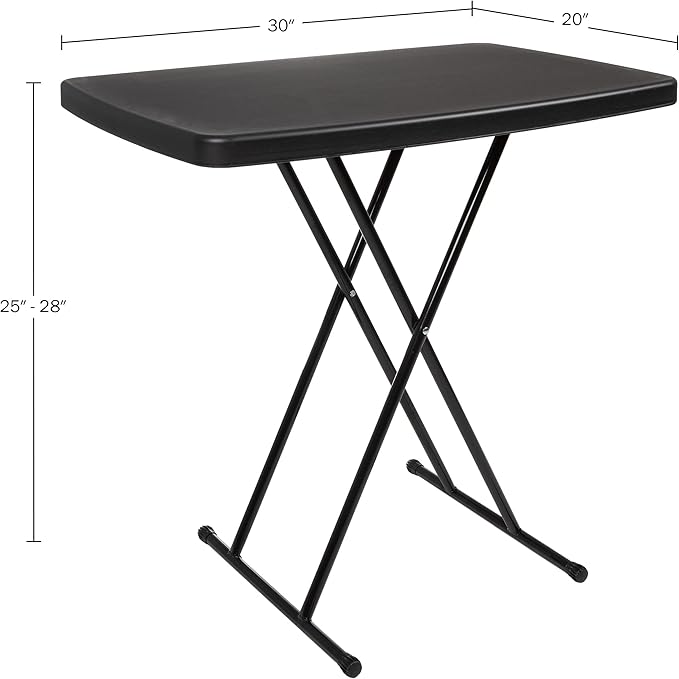 Folding Table - Lightweight Portable Folding Desk - Small Plastic Table for Camping, Playing Cards, and Crafting by Everyday Home (Black)-NeatNest
