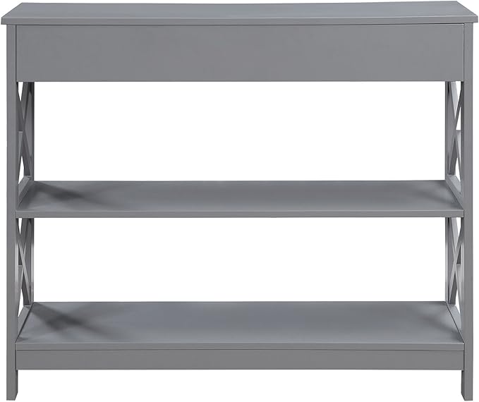 Convenience Concepts Oxford 1-Drawer Console Table 39.5" - Farmhouse Sofa Display with Storage Shelf For Living, Family, & Dining Room, Modern Entryway Hall Table for Kitchen, Bedroom, Gray-NeatNest