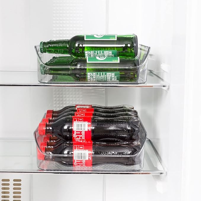 Ettori 2 Pack Water Bottle Organizer Refrigerator Organizer Bins and Clear Storage Bins for Fridge, Freezer, Cabinet, Cupboard, Pantry Shelf, BPA-Free