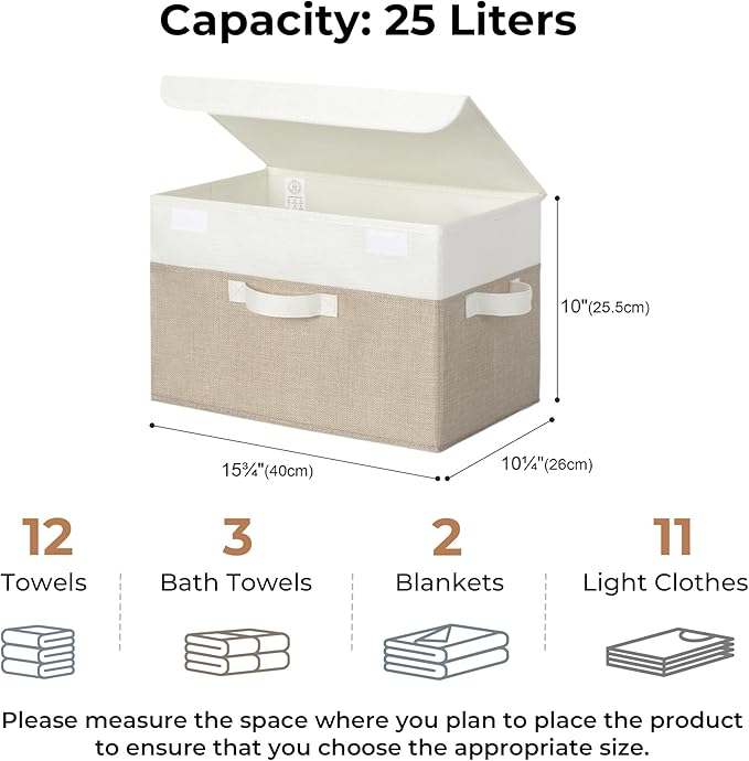 GRANNY SAYS Storage Bins with Lids, Decorative Storage Boxes, Clothes Stoarge Bins, Shelf Baskets, Closet Storage Bins for Clothing, Collapsible Storage and Organization, 2-Pack-NeatNest