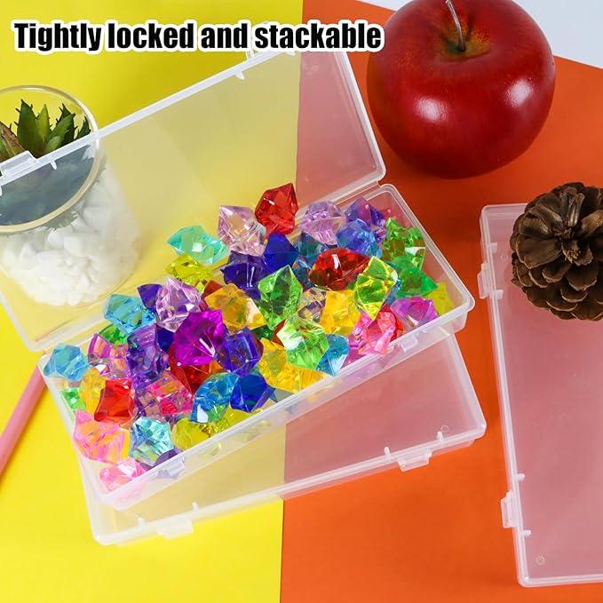 10 Pcak 6'' Plastic Storage Boxes, Small Storage Containers with Hinged Lids, Rectangle Clear Boxes for Beads, Jewelry, Game Pieces, Pens and Crafts Items(6.2'' x 2.5'' x 1.2'')-NeatNest