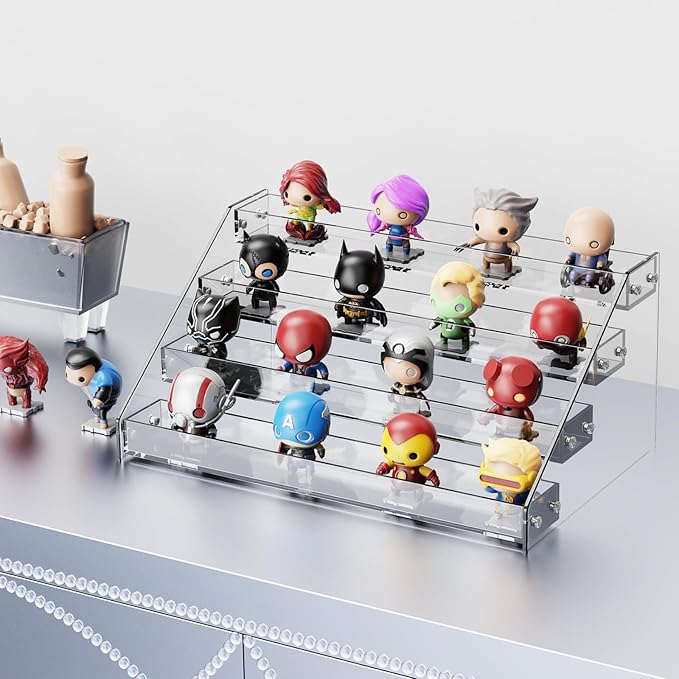Acrylic 4-Tier Display Stand, Organizer, Storage Rack, Perfume, Spice, Figure, Cupcake, Card Display Stand, 12.2"x8.38"x6.22"-NeatNest