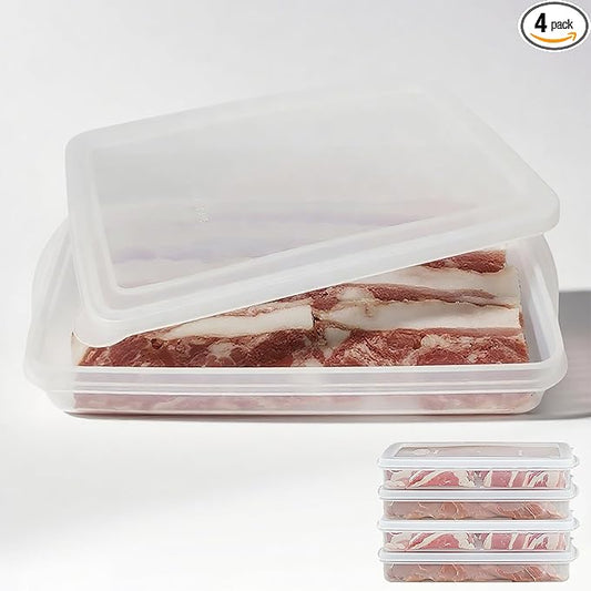 4 Pack-Bacon Keeper, Deli Meat Saver Cheese Cold Cuts Plastic Food Storage Containers with lids for Refrigerators,Lunch Box Christmas Cookie Holder Meal Prep Container (4)