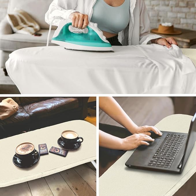 Metal Small Ironing Board Tabletop 31x12, RAINHOL Countertop Mini Iron Board Foldable with Cotton Cover and Pad, Portable and Compact for Travel, Dorms and Small Space