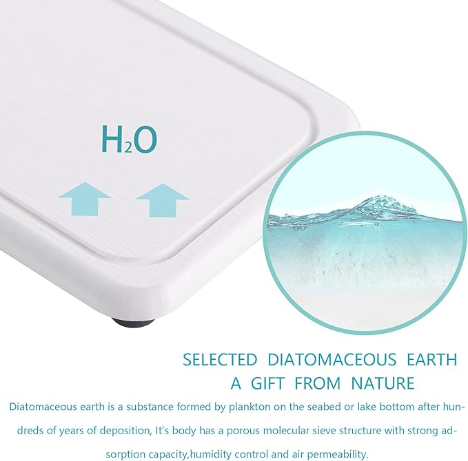 2 Pcs Water Absorbing Stone Trays, Kitchen/Bathroom Sink Soap Dish, Diatomite Tray Used for Hand Soap & Cosmetic Bottles in The Modern Home, 4" W x 8.3" L, White-NeatNest