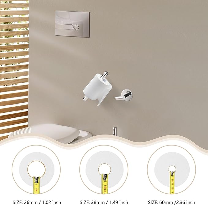 Newfun Polished Chrome Toilet Paper Holder, SUS 304 Stainless Steel Adjustable Double Post Pivoting Toilet Paper Roll Holder Wall Mount for Bathroom