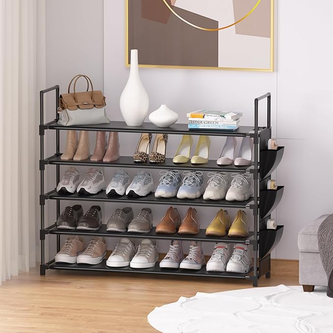 Shoe Rack 5 Tier Shoe Organizer Storage 20-25 Pairs Shoes Rack for Closet Shoes Rack Organizer Entryway Shoe Holder Space Saving Shoe Shelf Shoe Stand Large Tall Shoes Tower Garage Door-NeatNest