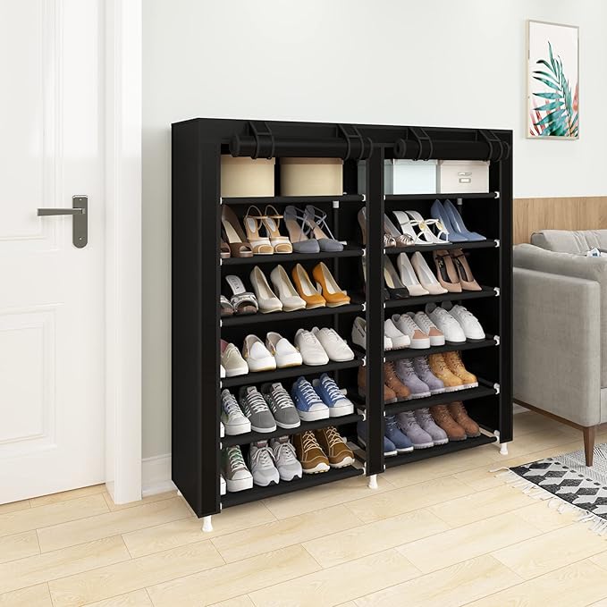 UDEAR Shoe Rack Free Standing Portable Shoes Storage Organizer Black-NeatNest