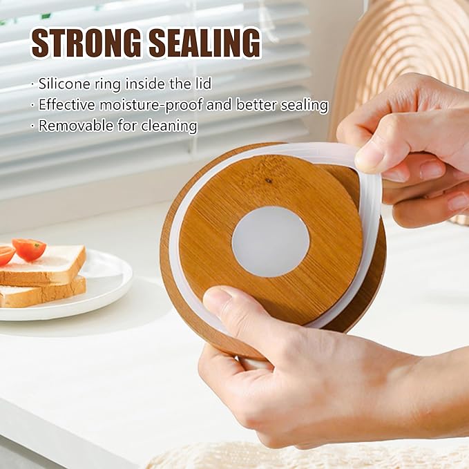 Ceramic Canister Set with Airtight Seal Lid, Kitchen Canisters for Countertop, Canisters Sets for Flour, Coffee, Bean, Sugar, Tea, Spices and More, Home Decor (Set of 3)-NeatNest