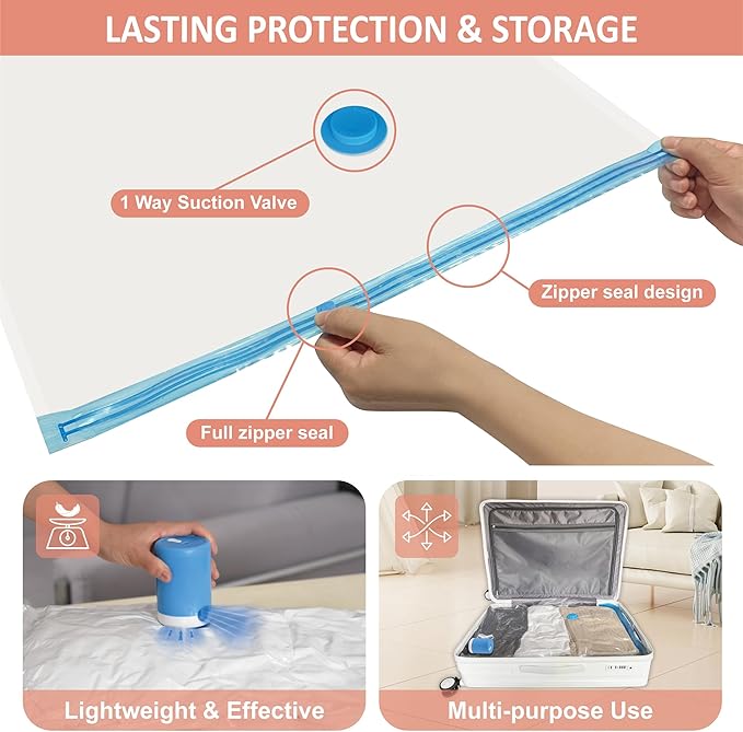 Cozy Essential 16 Pack Vacuum Storage Bags with Electric Pump, Vacuum Seal Space Saver Bags for Clothing, Pillows, Blanket, Bedding, Comforters-NeatNest