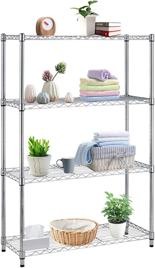 Storage Shelves 4 Tier Wire Shelving Unit Heavy Duty Metal With Wheels 36"Lx14"Wx54"H Adjustable Layer Rack Utility Garage Kitchen Pantry, 1000 Lbs, Chrome