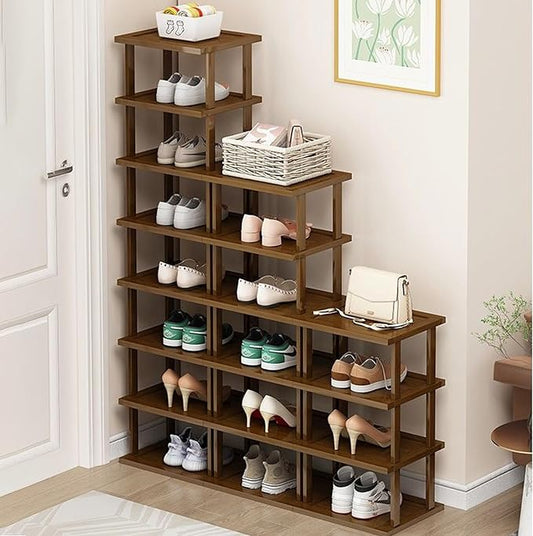 Vertical Shoe Rack-Tall Narrow Shoe Rack Organizer for Small Spaces,17Tier Bamboo Shoen Shelf for Entryway,Closet,Corner,Doorway,Skinny Shoe Shelf Space Saving Shoe storage,Free Stackable DIY-NeatNest