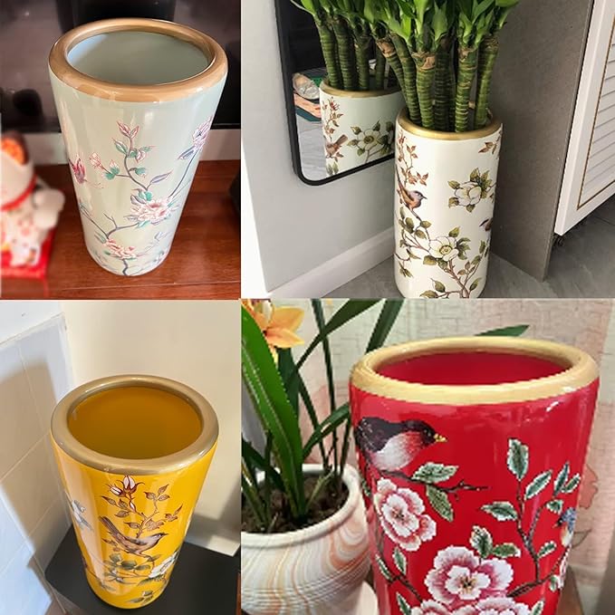 Ceramic Umbrella Stand Umbrella Holder for Entryway Hand-Made Umbrella Stand Barrels Umbrella Holder Cane Floor Standing Vase Ceramic Storage Bucket for Home Office Entrance Indoor.(F)-NeatNest