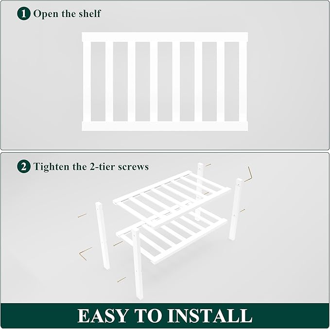 Smiry Bamboo Shoe Rack for Closet, 2 Tier Small Wooden Stackable Shoe Organizer, Free Standing Shoes Storage Shelf for Entryway, Front Door Entrance, White-NeatNest
