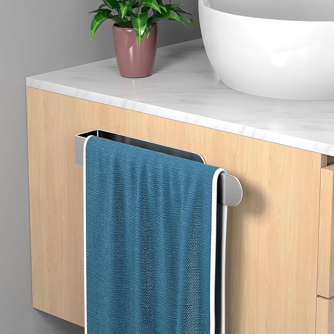 HUFEEOH Hand Towel Holder, Self Adhesive Towel Bar Towel Holder for Kitchen Cabinet, Stainless Steel Bath Towel Holder Stick on Wall