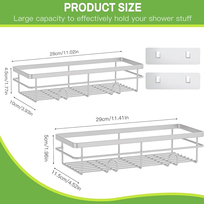 Uamector Shower Caddy Organizer Rustproof - Bathroom Shelves Rack for Home Decor & Storage - Adhesive Wall Shampoo Holders for Inside - Bath Tub Organization