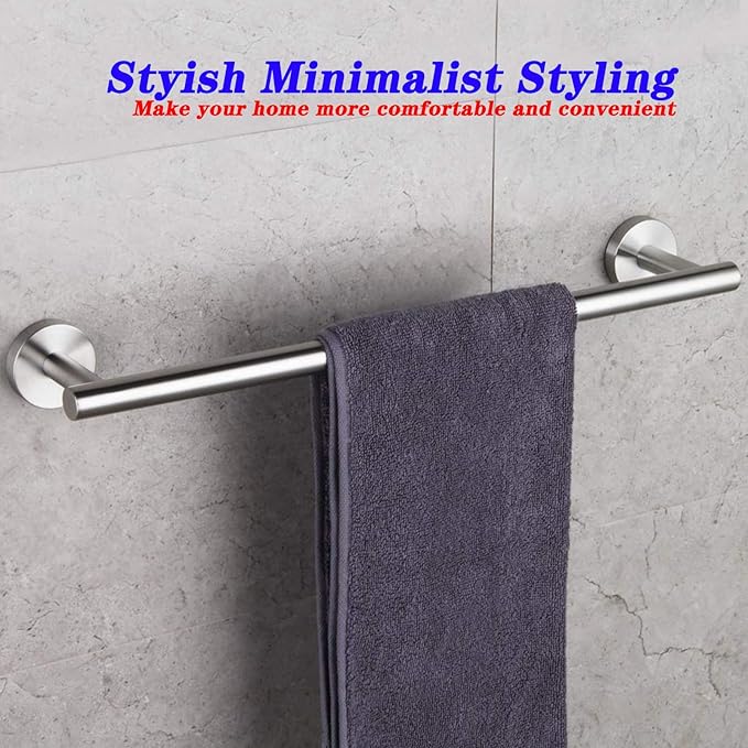 GERZWY 24-Inch Bath Towel Bar Brushed Stainless Steel Bathroom Towel Bar Contemporary Style Wall Mount for Bath Kitchen AG1101C60-LS