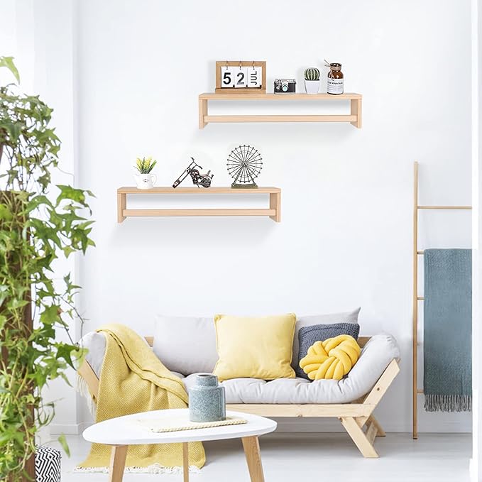 Gneric Floating Shelves for Wall, 23.6 inch Burlywood Nursery Book Shelves, Wall Shelves for Living Room Bedroom Decor,Kitchen Spice Rack,Bathroom Storage Rack(2 Pack)-NeatNest