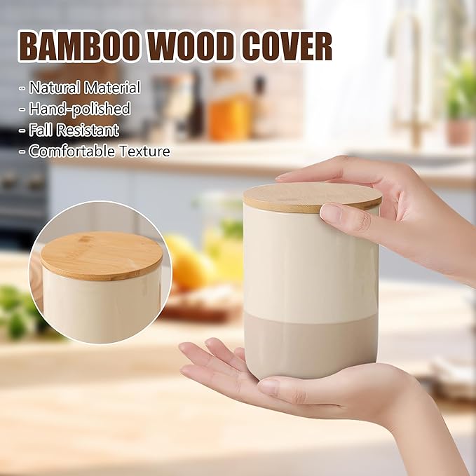 Ceramic Canister with Airtight Seal Lid, Kitchen Canisters for Countertop, Middle Food Storage Jar for Flour, Coffee Bean, Sugar, Tea, Spices and More, Home Decor (800ml/27.05oz)-NeatNest