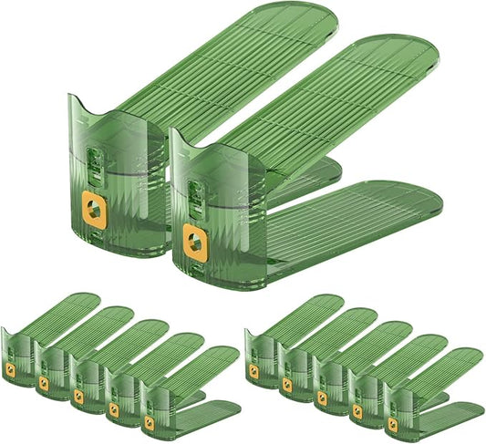 CiBiZi Clear Shoe Slots Organizers 12Pack Shoes Stacker Organizer for Closet Shoe Stackers for a Pair of Shoes Shoe Display Shelf Shoe Rack Holders Space Saver Organizador de Zapatos (Green)-NeatNest