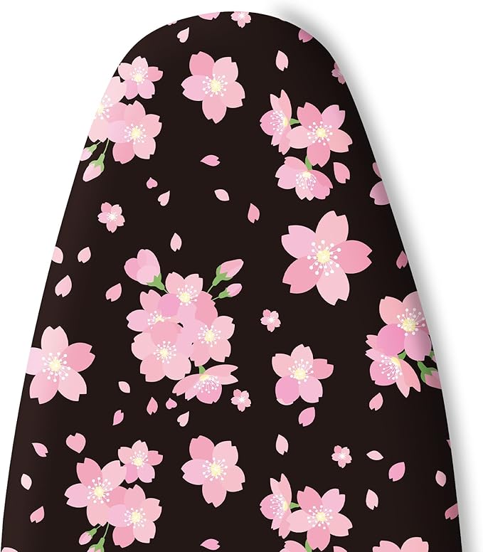 Extra Thick Ironing Board Cover and Pad, Cherry Blossoms 15x54 Ironing Board Cover, Resist Scorching and Staining,Elastic Edges,Pink Floral Leaves Spring Flower White