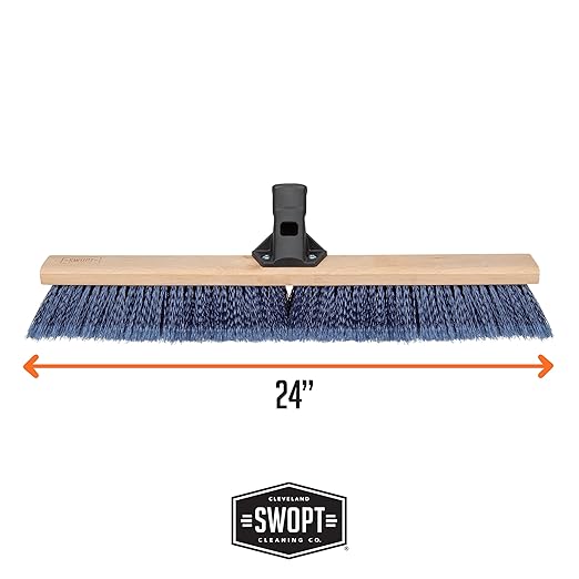 SWOPT 24” Premium Multi-Surface Push Broom Head — Indoor and Outdoor Push Broom — Cleaning Head Interchangeable with All SWOPT Cleaning Products for More Efficient Cleaning and Storage