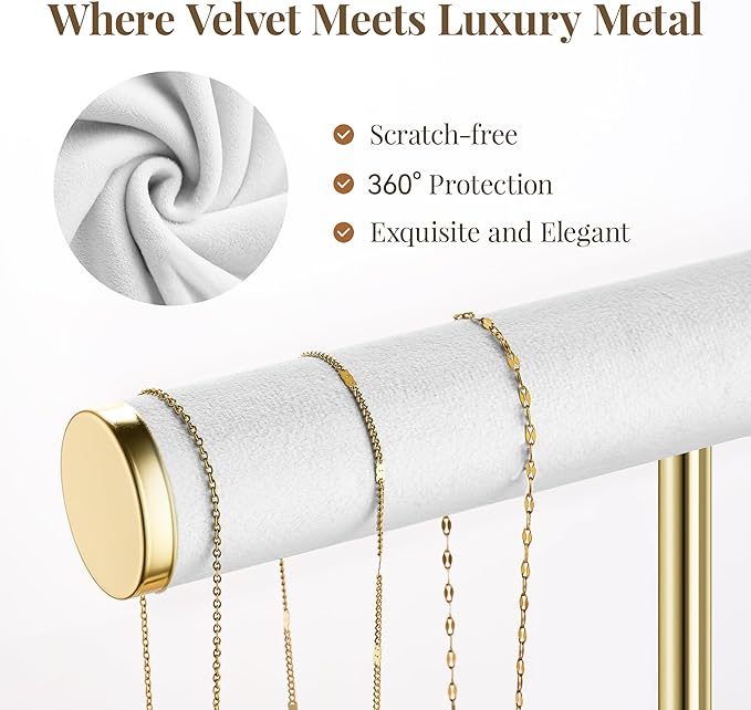 3 Tier Bracelet Holder Display - Detachable T Bar White Velvet Bracelet Holder, Jewelry Holder Organizer for Bracelet, Necklace, Earrings, Rings