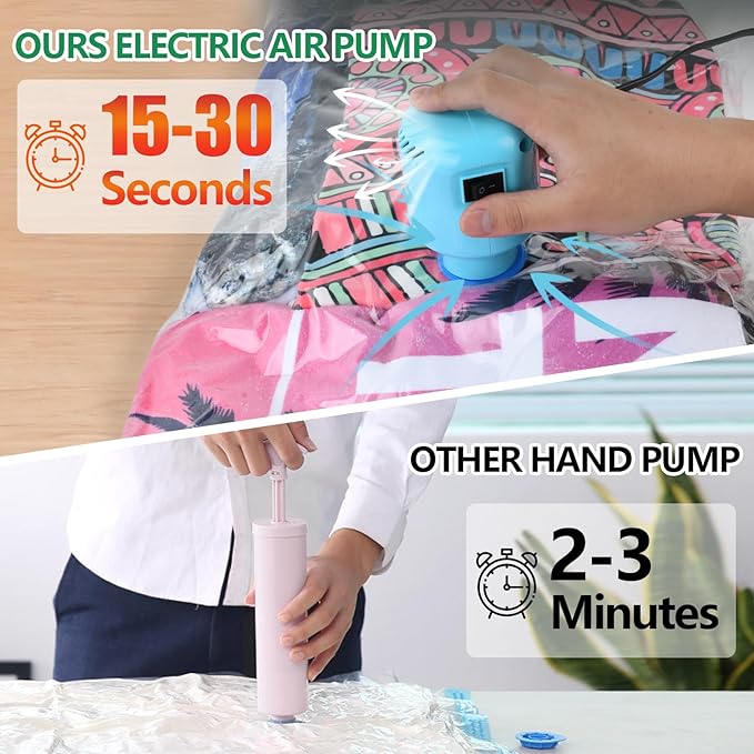 ZPP Vacuum Storage Bags with Electric Pump, 20 Pack (4 Jumbo, 4 Large, 4 Medium, 4 Small, 4 Roll Up Bags) Vacuum Seal Bags for Clothes, Mattress, Blanket, Comforters, Travel, Moving-NeatNest