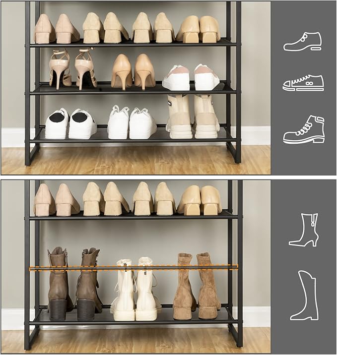 HOOBRO 10-Tier Shoe Rack, 23.6" L Shoe Storage Organizer, Large Capacity Shoe Shelf for Front Door Entrance, Entryway, Hallway, Holds 27-30 Pairs of Shoes, Closet, Rustic Brown BF601XJ01-NeatNest