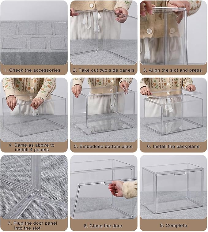 Clear Stackable Plastic Storage Bins with Lid, Dustproof Display Cases, Extra Large Figures Collectibles Showcase, Boot & Shoe Boxes, Helmet Protection Organizer (Transparent, XL-1 Pack)-NeatNest