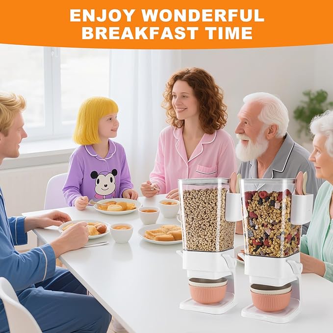 Cereal Dispenser Countertop 2 Pack with Bowls Spoons Cutlery Box,5.5 QT Dry Food Dispenser Snack Organizer Containers Storage with Lids for Pantry Kitchen Organization Oatmeal Nut Granola Candy-NeatNest