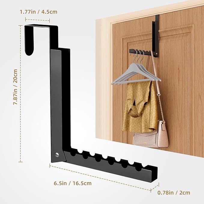 Over The Door Hanger Folding Clothes Drying Rack, Folding Hanging Coat Rack for Indoor Laundry Room Compact Small Space Foldable Portable Clothing Hanger Hook Collapsible- 2 Pack（Black）