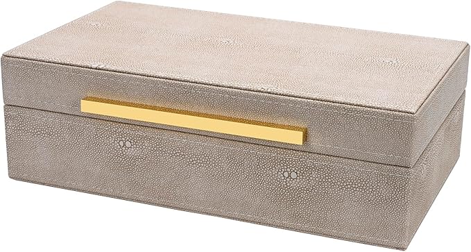 Ivory Shagreen box Faux Leather Decorative Boxes,Keepsake And Memory Storage Decorative Boxes with Lids for Modern Home Decor Jewelry Box Organizer-NeatNest