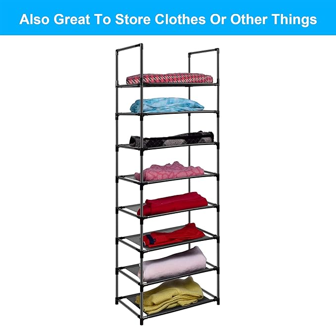 8 Tier Metal Sturdy Shoe Rack for Entryway/Closet, Stores 16-20 Pairs of Shoes, Multi-use Shelf Organizer for Space Saving Storage-NeatNest