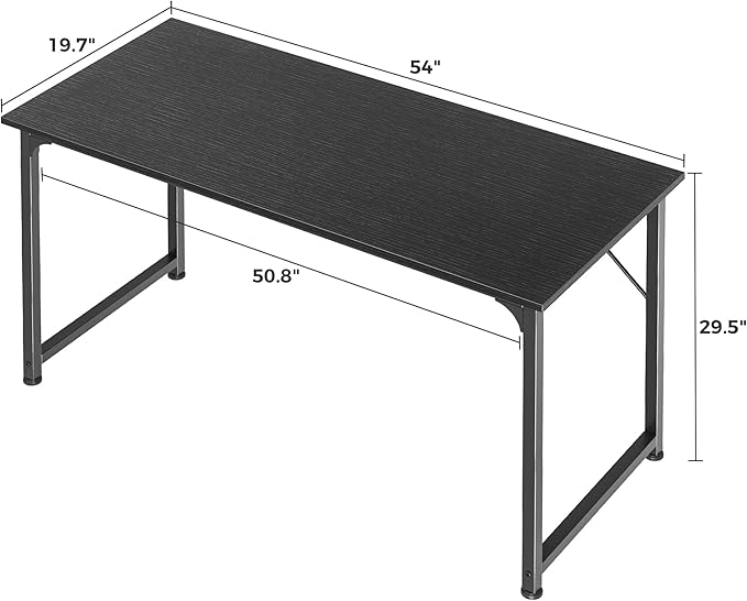 Huuger Computer Desk, 55 Inch Home Office Desk, Gaming Writing Work from Home Study Desk, Large Legroom, Sturdy Metal Frame, Modern Simple, Black-NeatNest
