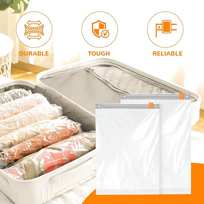[2024 NEW] 20 Compression Travel Bags - Space Saver Bags for Travelling (10 Large, 10 Medium), Wevac-NeatNest