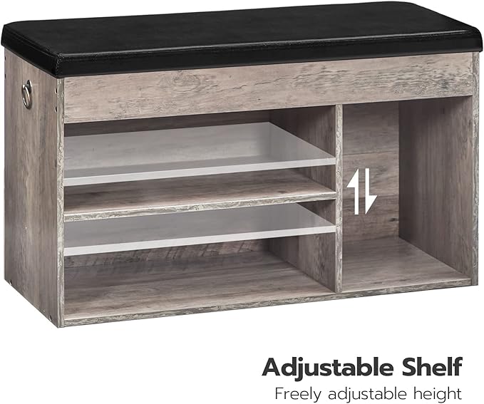 HOOBRO Shoe Storage Bench with Padded Cushion, Entryway Bench with Flip-Open Storage Box and Adjustable Shelf, Shoe Rack with Hidden Compartment, for Entryway, Living Room, Greige BG40HX01-NeatNest