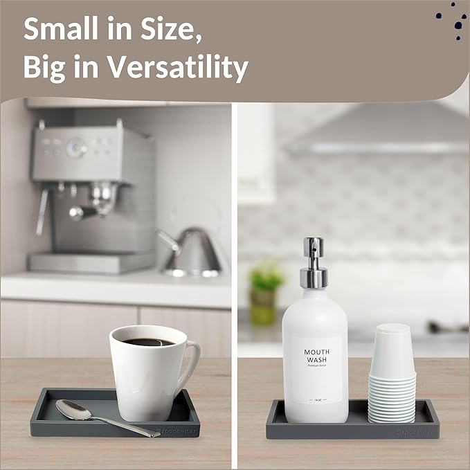 Countertop and Vanity Tray - Small 7.7" Silicone Tray for Soap Dispenser Bottles, Bathroom Trays, Kitchen Sink Soap Trays, Sink Caddy Kitchen Sinks Organizer, Soaps Dish & Sponge Holder Mat-NeatNest