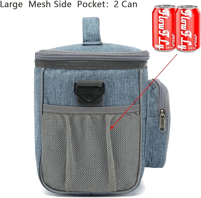 FlowFly Insulated Reusable Lunch Bag Adult Large Lunch Box for Women and Men with Adjustable Shoulder Strap,Front Zipper Pocket and Dual Large Mesh Side Pockets,Navy-NeatNest