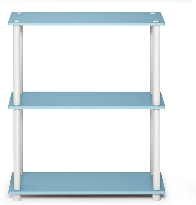 Furinno Turn-N-Tube 3-Tier Compact Multipurpose Shelf Display Rack, Light Blue/White-NeatNest