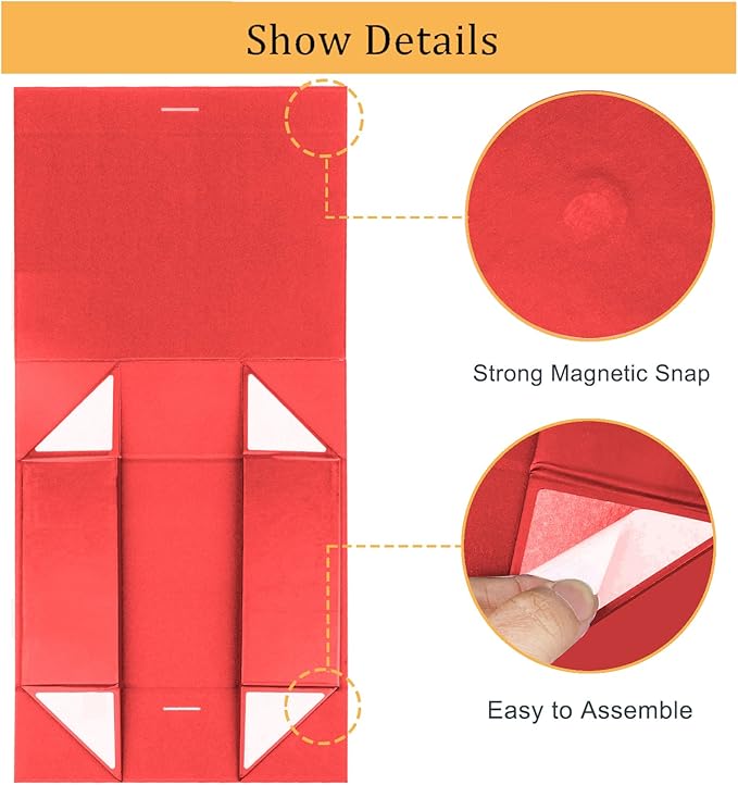 10.5"X7.5"X3.1" Red Magnetic Gift Box with Lid and Ribbon for Presents-NeatNest